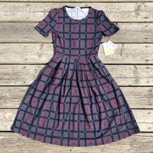 NWT LuLaRoe Gray Black Red Plaid Amelia Dress 2XS